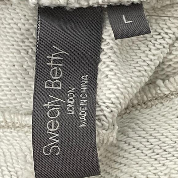 Sweaty Betty Essentials Shorts Size L Gray Zebra Cotton Drawstring Pockets NEW - Picture 9 of 12